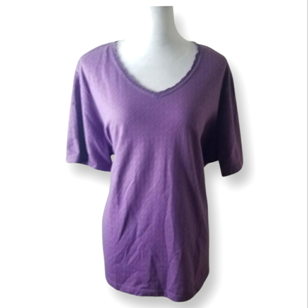 🦋Bobbie Brooks Woman Purple Diamond Print Plus Size Top